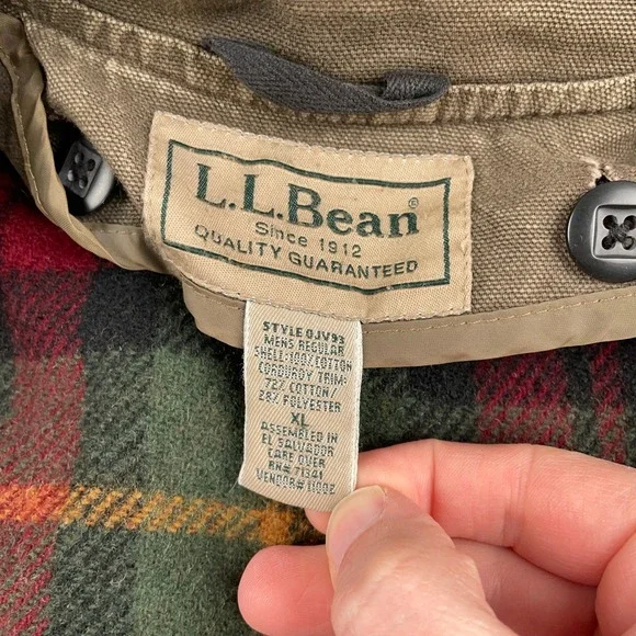VTG LL Bean Jacket Mens XL Chore Barn Field Coat Corduroy Collar Wool Liner - Picture 11 of 12